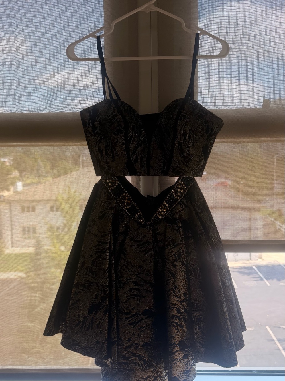Dave & Johnny Black Embellished Two-Piece Homecoming Dress